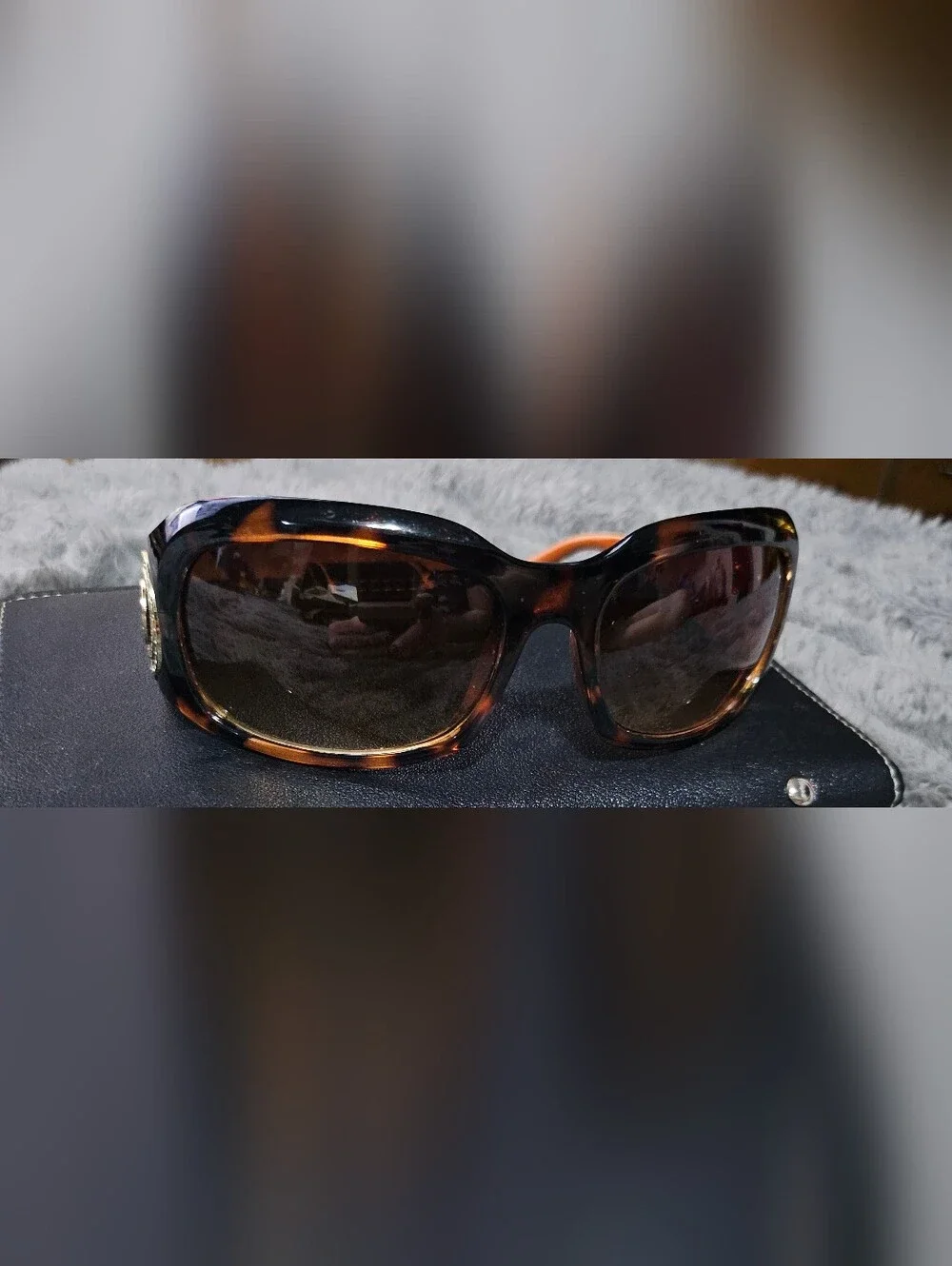 Franco Sarto Tortoiseshell Sunglasses with Gold Medallion - Picture 3 of 4